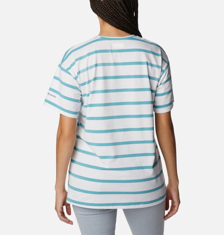 Thumbnail: Women's Sun Trek Oversized T-Shirt, Color: Sea Wave Sunrise Stripe, image 2