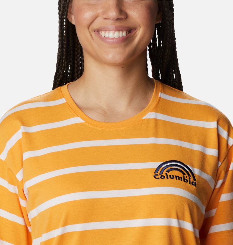 Women's Sun Trek Oversized T-Shirt, Color: Mango Sunrise Stripe, image 4