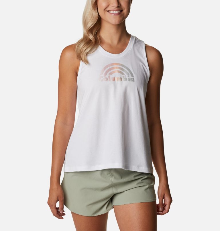 Thumbnail: Women's North Cascades Tank, Color: White, Rainbow Shimmer, image 1
