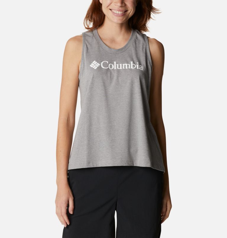 Camiseta de tirantes casual estampada North Cascades para mujer, Color: Monument Heather, White Branded, image 1