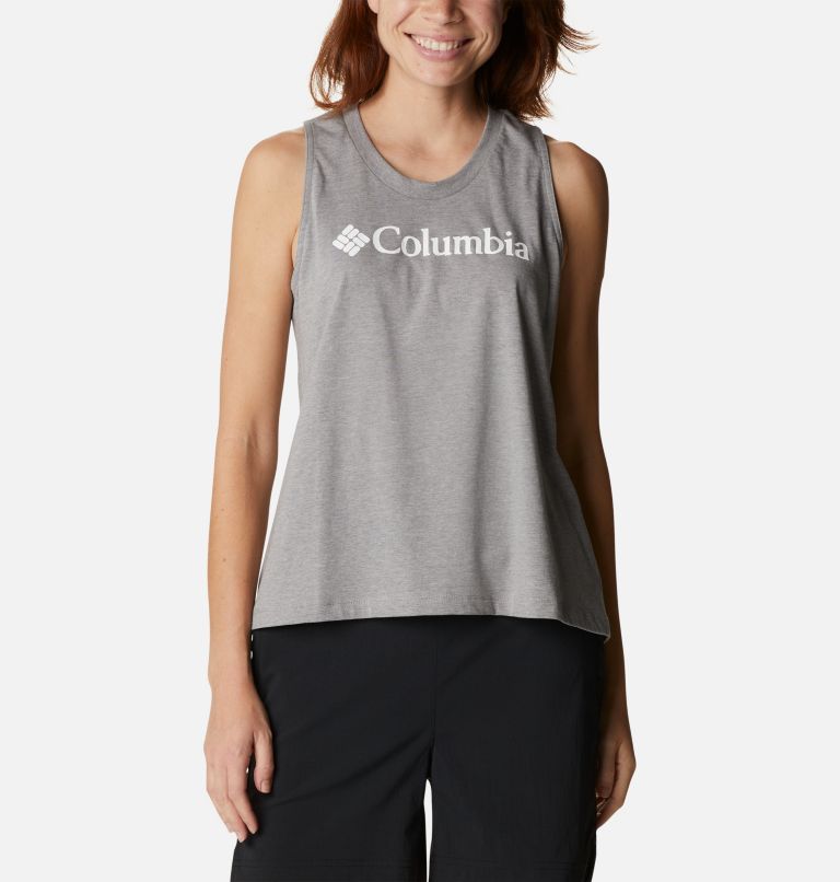 Women’s North Cascades Casual Graphic Tank Top, Color: Monument Heather, White Branded