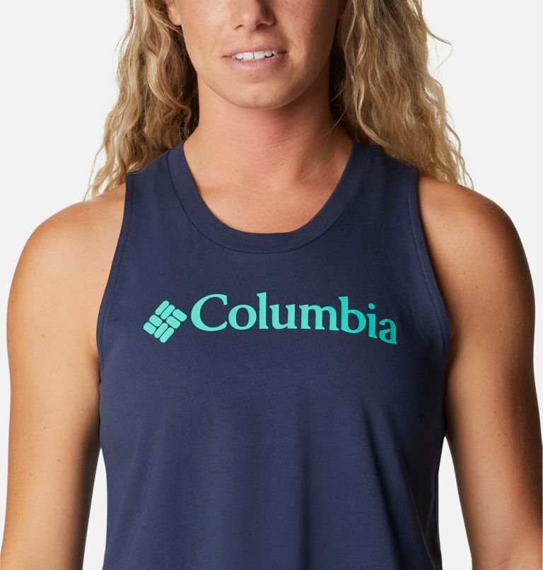 Camiseta de tirantes casual estampada North Cascades para mujer, Color: Nocturnal, Electric Turquoise Branded