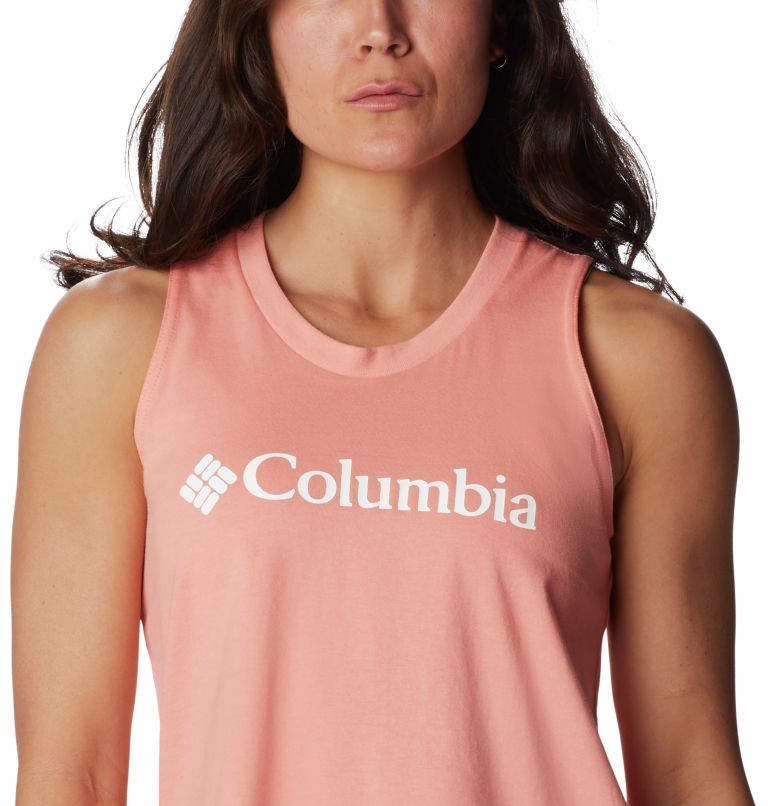 Women’s North Cascades Casual Graphic Tank Top, Color: Coral Reef, White Branded