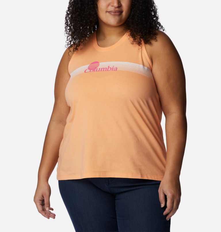 Thumbnail: Women's North Cascades Tank - Plus Size, Color: Peach, Inverted Brand Graphic, image 1