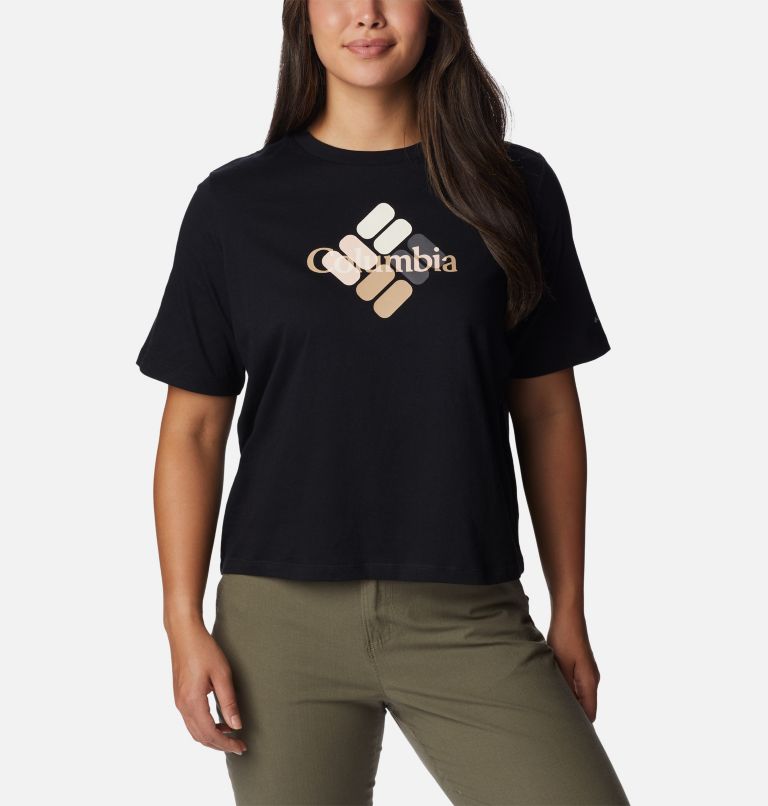Thumbnail: Women's North Cascades Relaxed T-Shirt, Color: Black, Centered Multi Gem, image 1