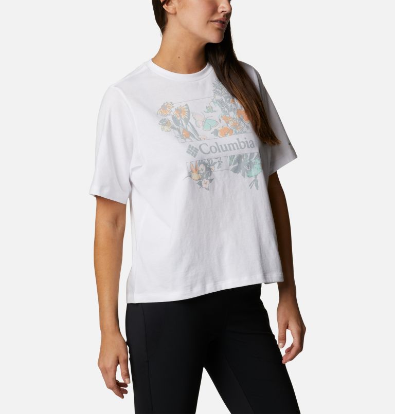 T-shirt décontracté North Cascades Femme, Color: White, Butterfly Haven Rainbow