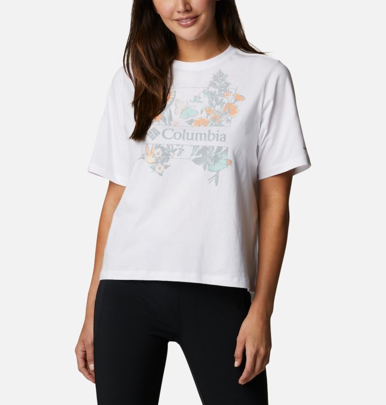 T-shirt décontracté North Cascades Femme, Color: White, Butterfly Haven Rainbow