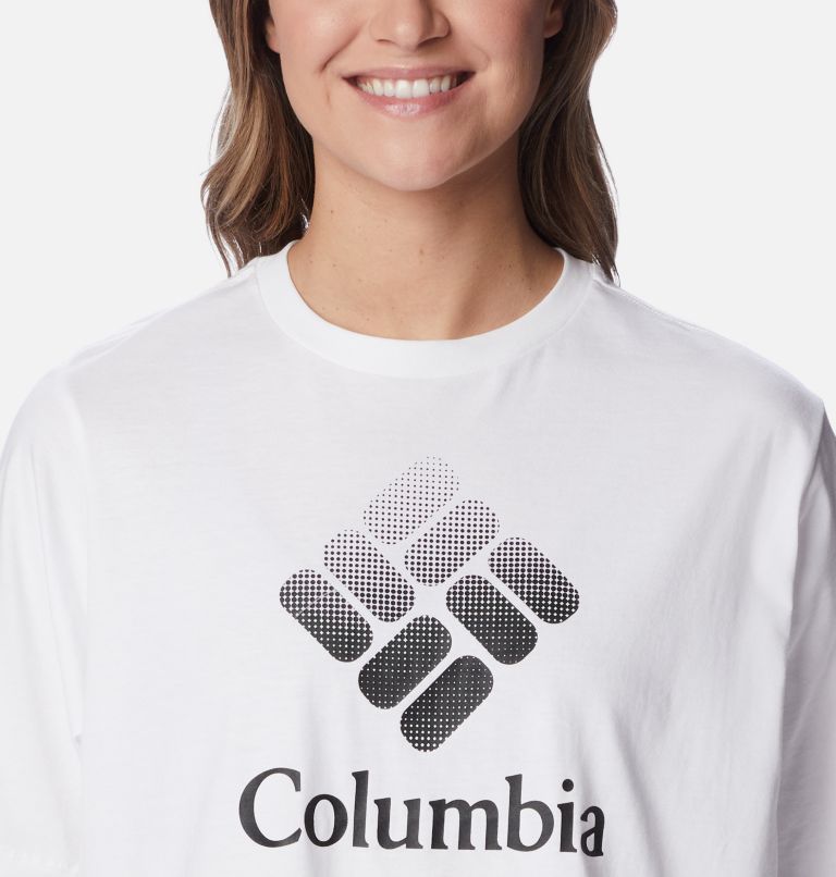 Thumbnail: Women's North Cascades Relaxed T-Shirt, Color: White, CSC Stacked Gradient Graphic, image 4