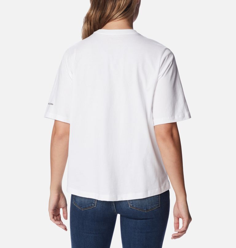 Thumbnail: Women's North Cascades Relaxed T-Shirt, Color: White, CSC Stacked Gradient Graphic, image 2