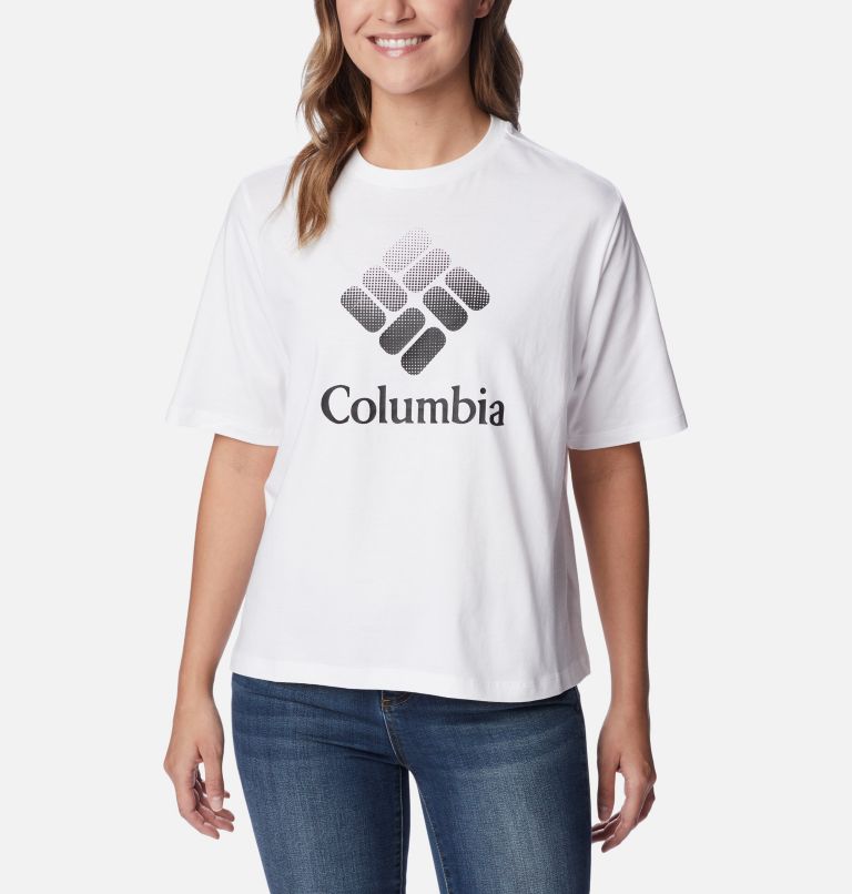 Women's North Cascades Relaxed T-Shirt, Color: White, CSC Stacked Gradient Graphic, image 1