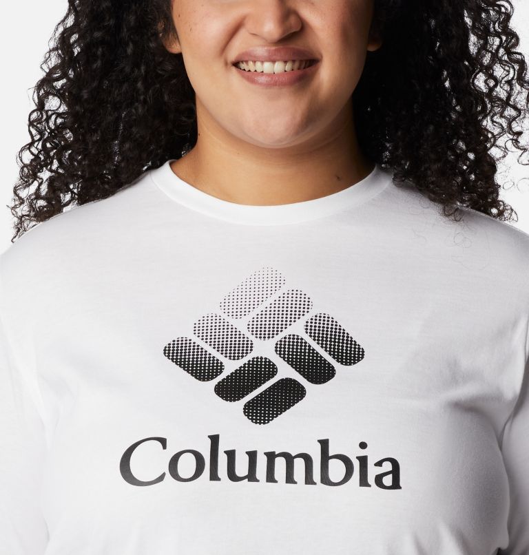 Thumbnail: Women's North Cascades Relaxed T-Shirt - Plus Size, Color: White, CSC Stacked Gradient Graphic, image 4
