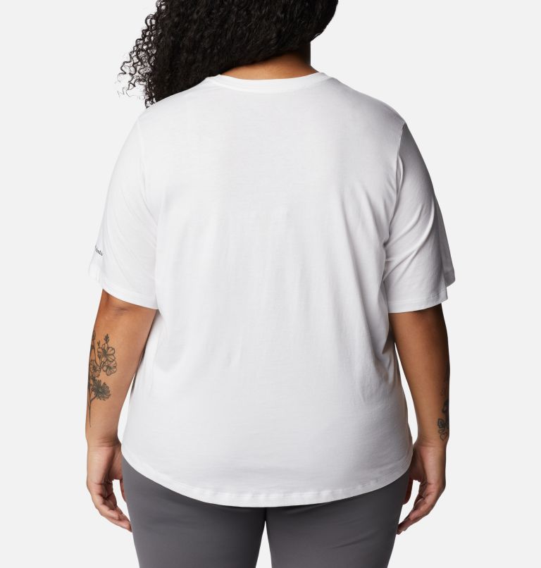 Thumbnail: Women's North Cascades Relaxed T-Shirt - Plus Size, Color: White, CSC Stacked Gradient Graphic, image 2