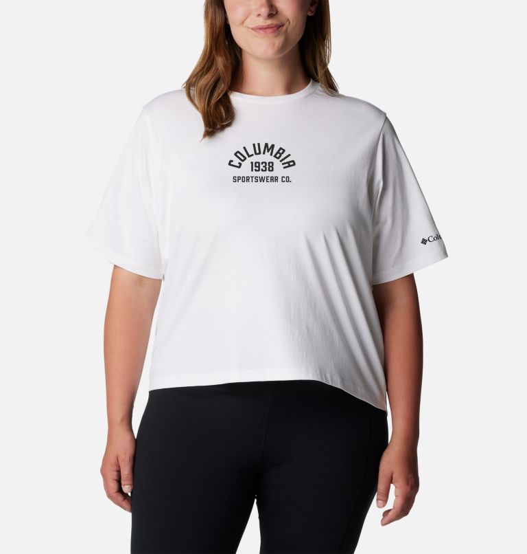 Thumbnail: Women's North Cascades Relaxed T-Shirt - Plus Size, Color: White, College Life, image 1