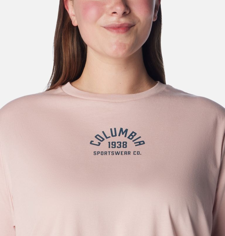 Thumbnail: Women's North Cascades Relaxed T-Shirt - Plus Size, Color: Dusty Pink, College Life, image 4