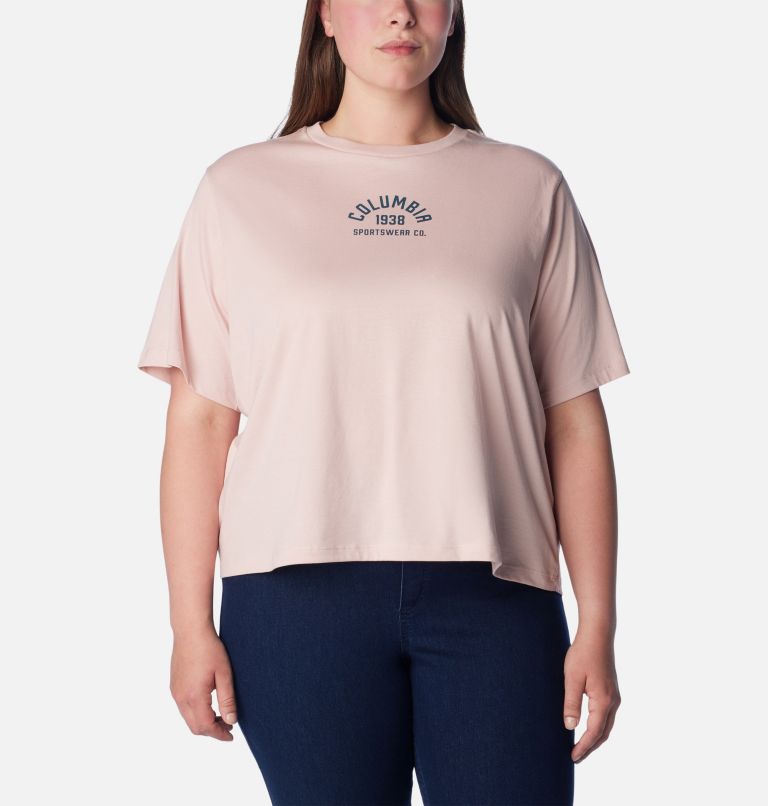 Thumbnail: Women's North Cascades Relaxed T-Shirt - Plus Size, Color: Dusty Pink, College Life, image 5