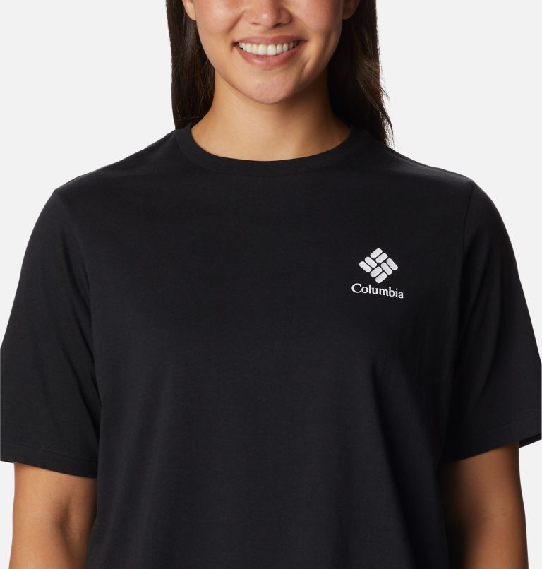 Women's North Cascades Relaxed T-Shirt, Color: Black, Framed Halftone Logo Graphic, image 4