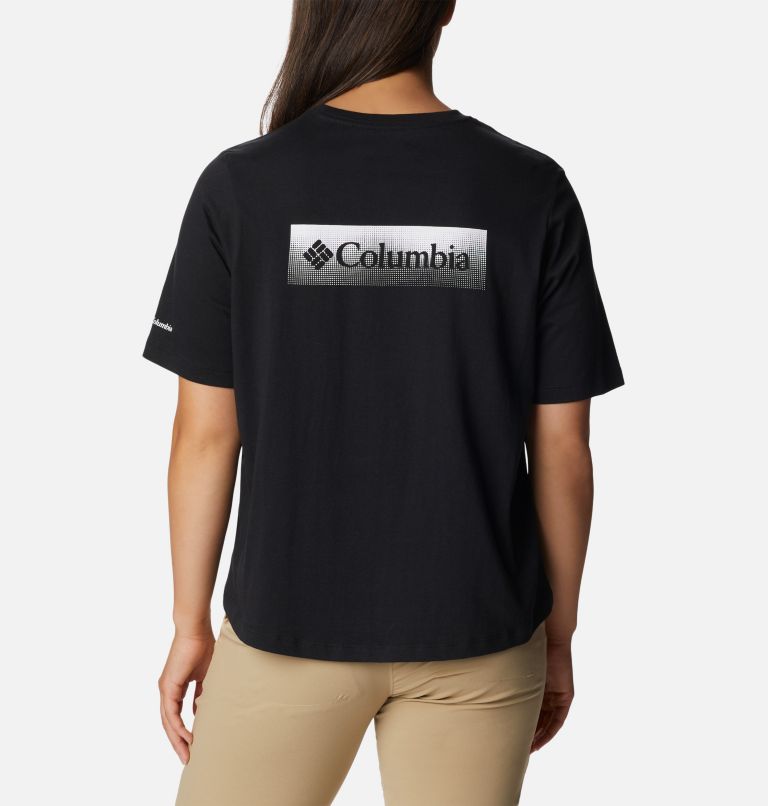 Women's North Cascades Relaxed T-Shirt, Color: Black, Framed Halftone Logo Graphic, image 2