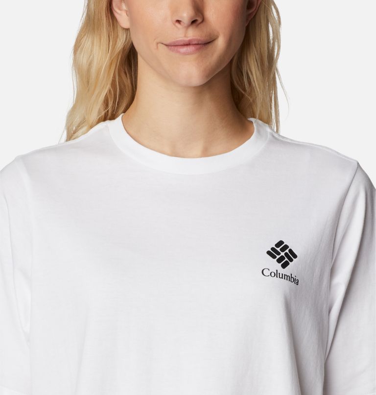 Women's North Cascades Relaxed T-Shirt, Color: White, Framed Halftone Logo Graphic, image 4