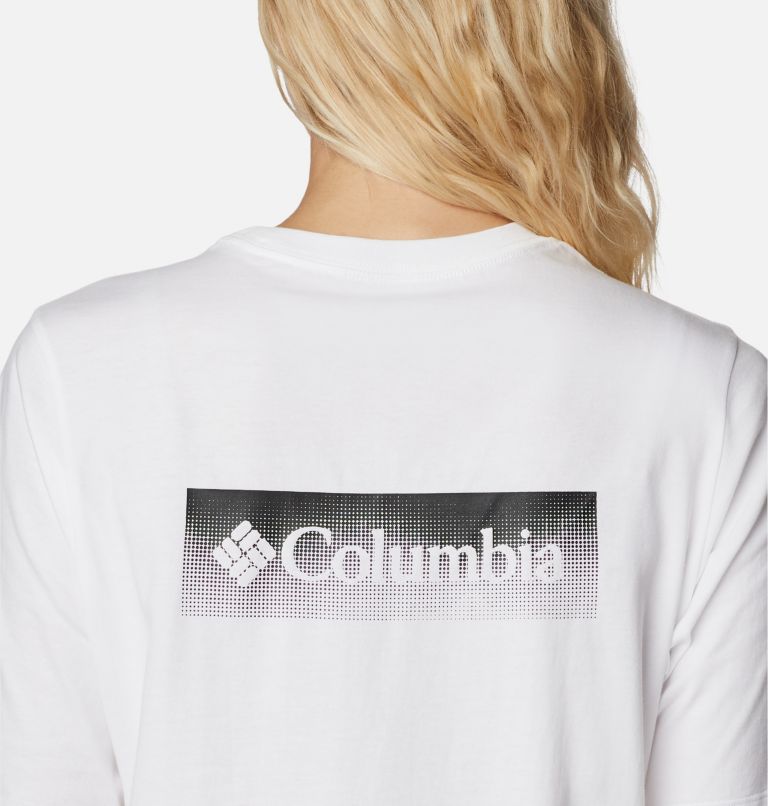 Thumbnail: Women's North Cascades Relaxed T-Shirt, Color: White, Framed Halftone Logo Graphic, image 5