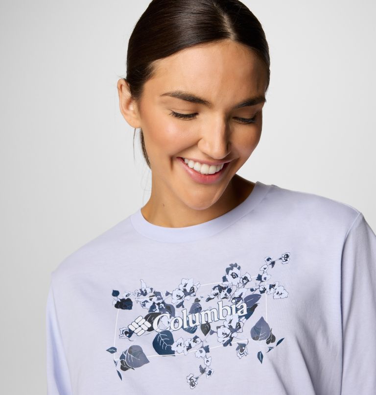 Women's North Cascades Relaxed T-Shirt, Color: Snowdrift, Floral Emblem, image 5