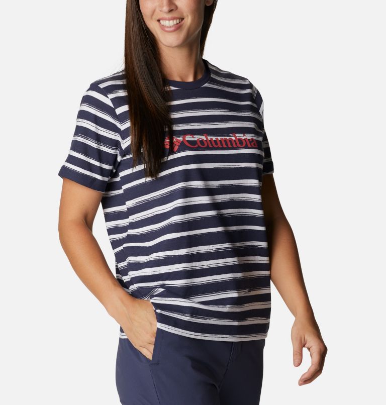 Women's North Cascades Printed T-Shirt, Color: White Brush Stripe