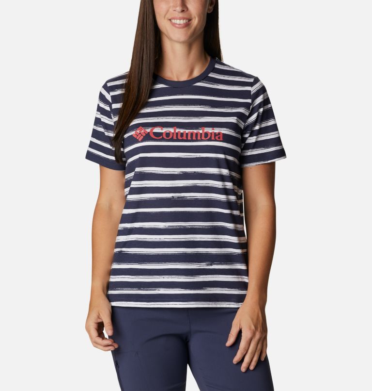 Women's North Cascades Printed T-Shirt, Color: White Brush Stripe, image 1