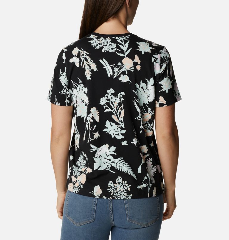 North Cascades Casual Printed T-Shirt für Frauen, Color: Black Radical Botanical