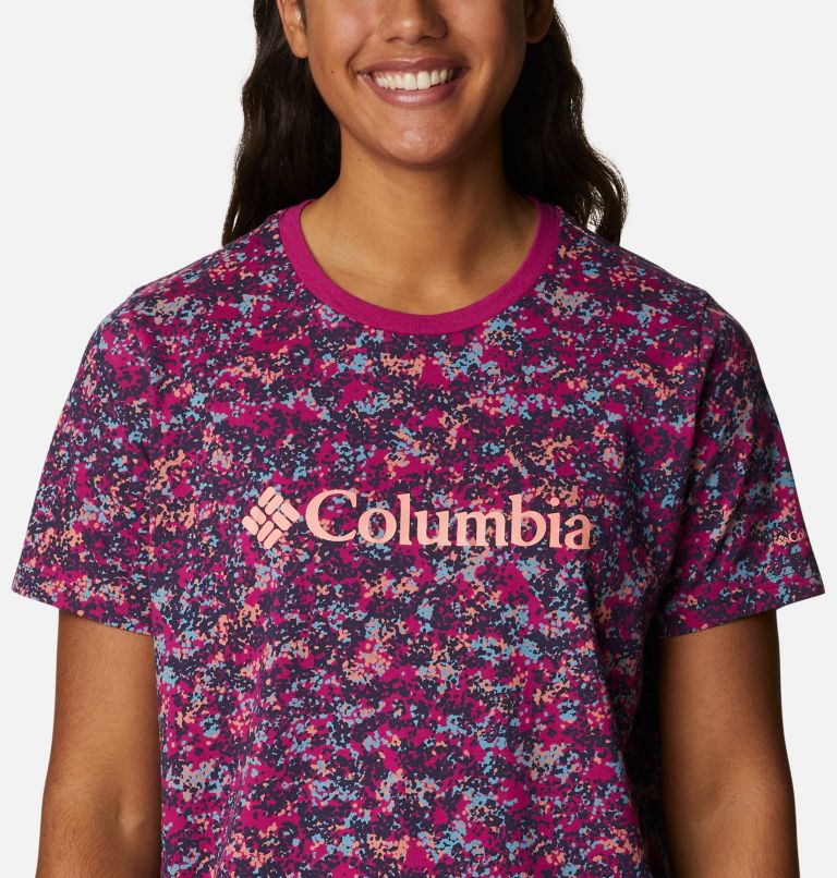Thumbnail: Women’s North Cascades Casual Printed T-Shirt, Color: Wild Fuchsia Dotty Disguise, image 3