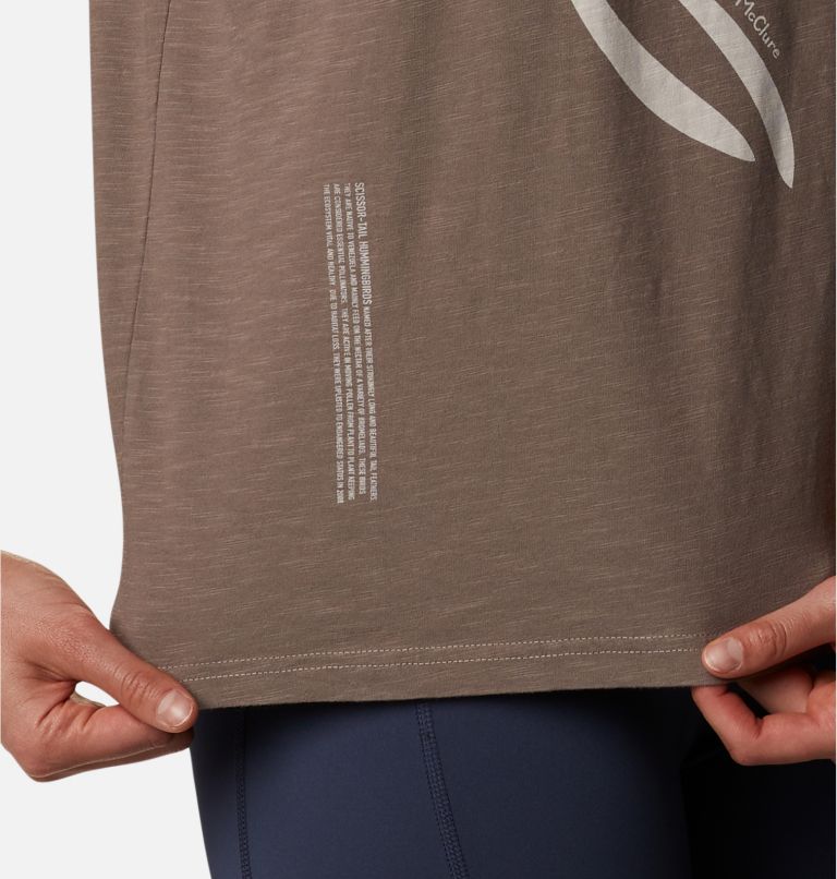 Women’s Break It Down Casual Organic Cotton T-Shirt, Color: Iron, Graphic Hummingbird, image 6