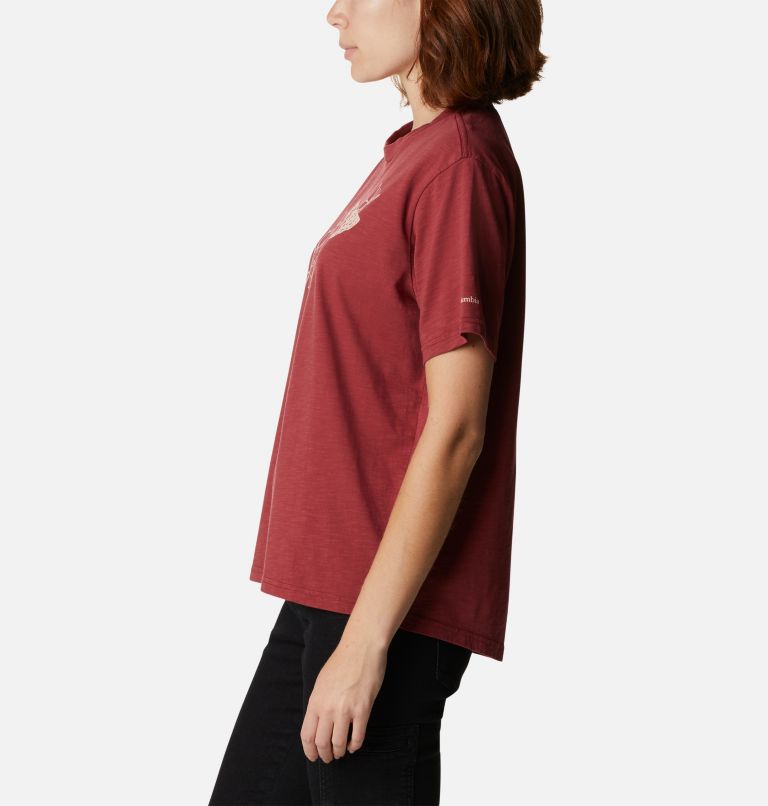 Women's Break it Down T-Shirt, Color: Marsala Red, Graphic Butterfly