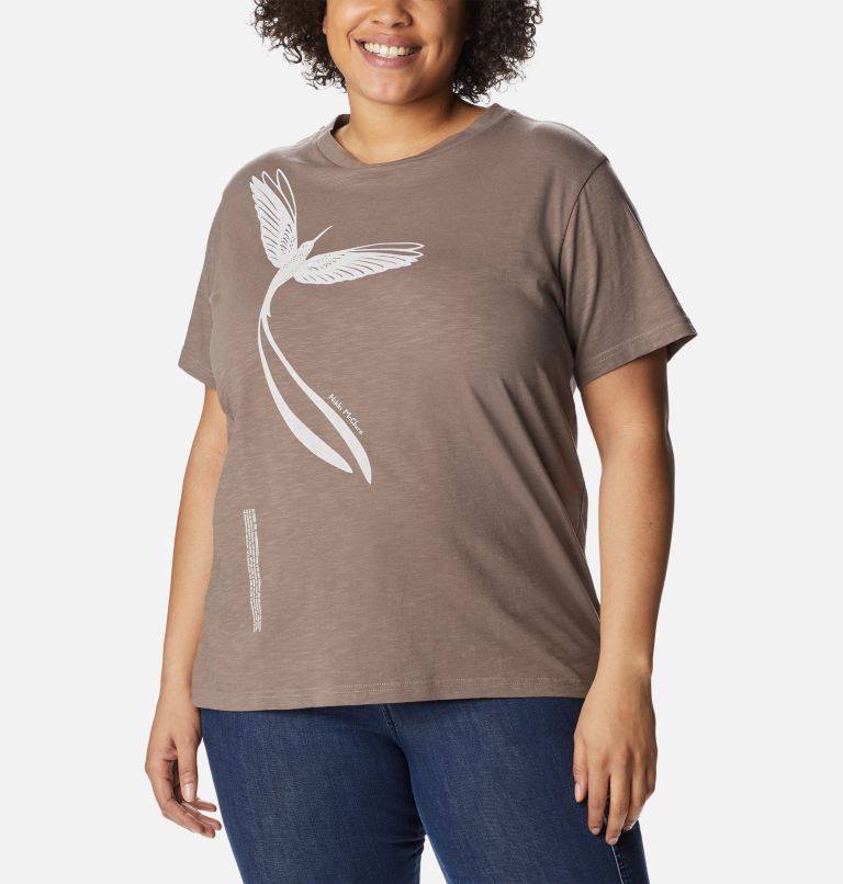Women's Break it Down T-Shirt - Plus Size, Color: Iron, Graphic Hummingbird, image 1