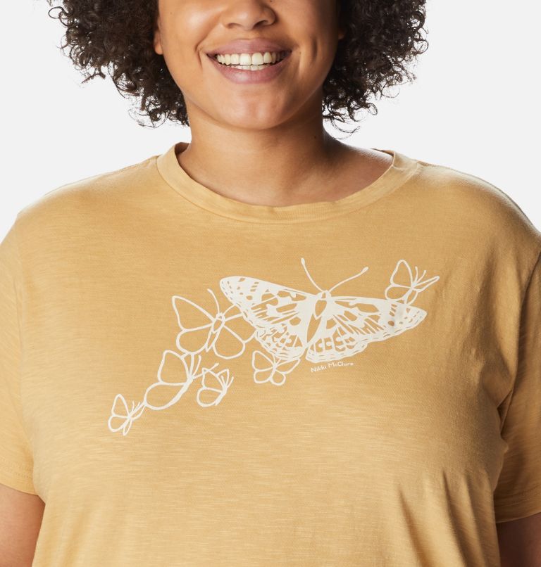 Thumbnail: Women's Break it Down T-Shirt - Plus Size, Color: Light Camel, Graphic Butterfly, image 4