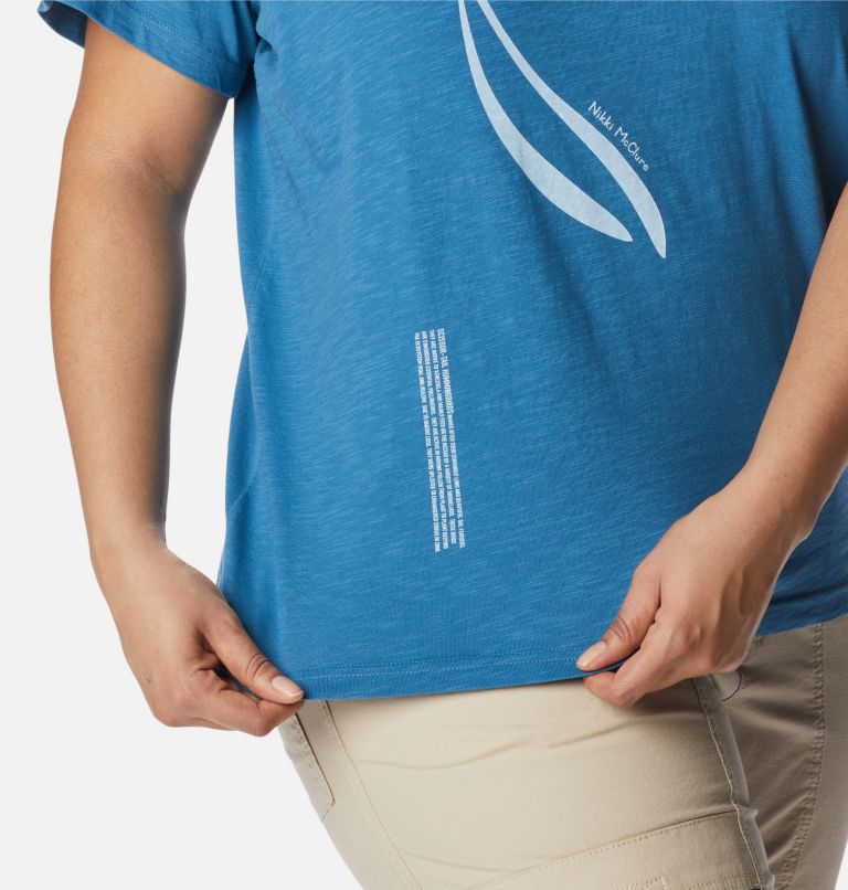 Thumbnail: Women's Break it Down T-Shirt - Plus Size, Color: Mineral Blue, Graphic Hummingbird, image 5