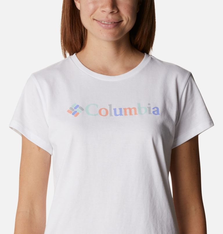 Women's Columbia Trek Short Sleeve Graphic Shirt, Color: White, Kaleidoscope
