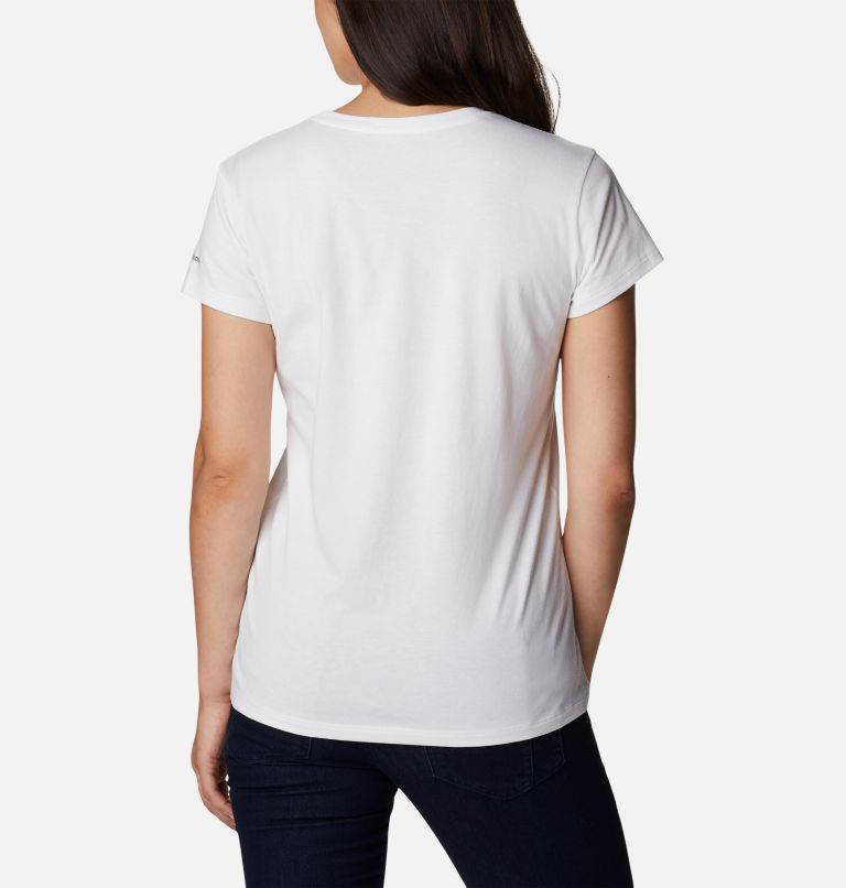 Women's Columbia Trek Short Sleeve Graphic Shirt, Color: White, Blocked Rainbow, image 2
