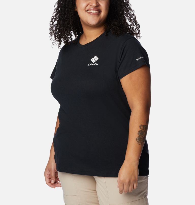 Thumbnail: Women's Columbia Trek Short Sleeve Graphic Shirt - Plus Size, Color: Black, CSC Stacked Mini Graphic, image 5