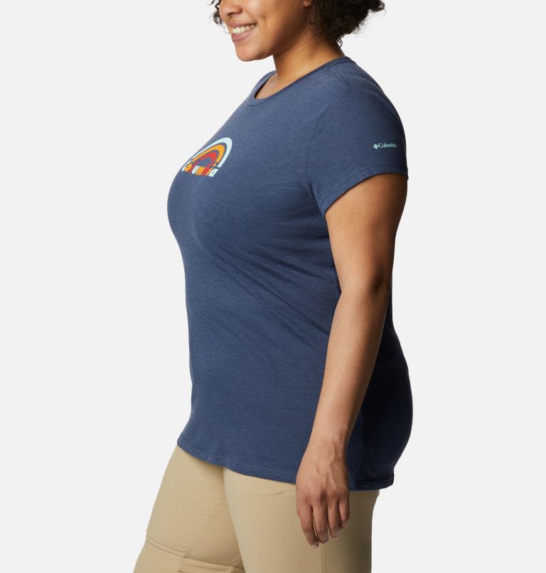 Women's Columbia Trek Short Sleeve Graphic Shirt - Plus Size, Color: Nocturnal Heather, Blocked Rainbow