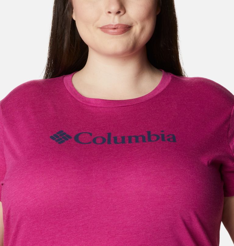 Women's Columbia Trek Short Sleeve Graphic Shirt - Plus Size, Color: Wild Fuchsia Heather, Gem Columbia