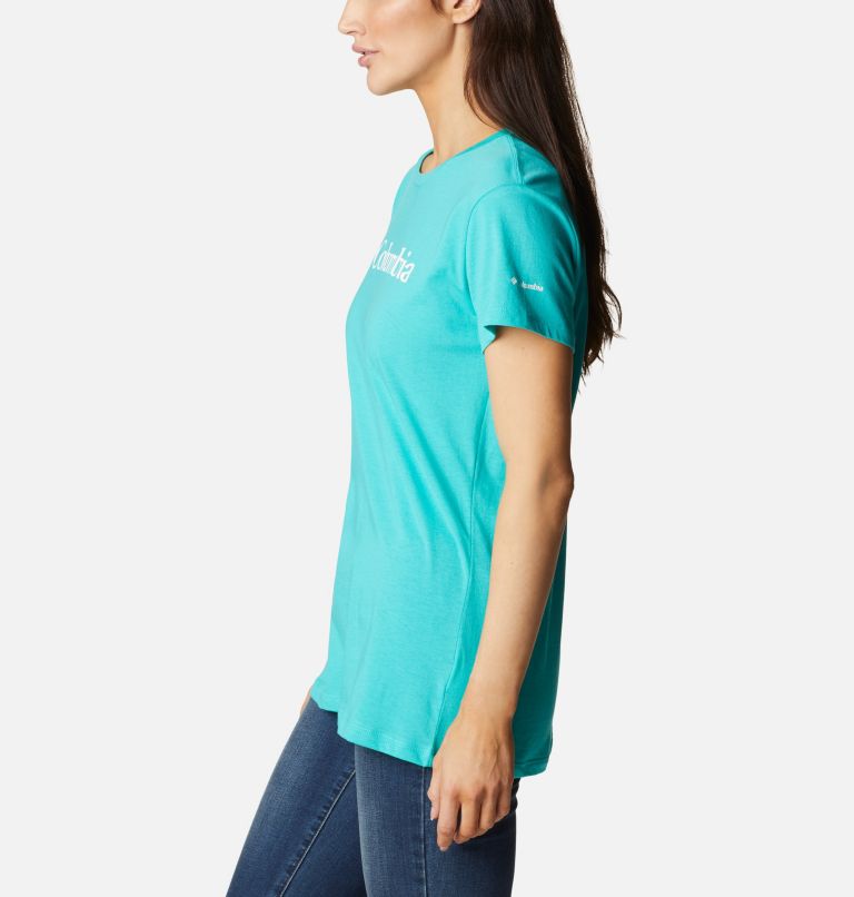 Columbia Trek SS Graphic Tee | 454 | XS, Color: Bright Aqua, CSC Branded Graphic, image 3
