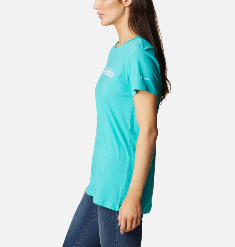 Thumbnail: Women’s Trek Casual Graphic T-Shirt, Color: Bright Aqua, CSC Branded Graphic, image 3