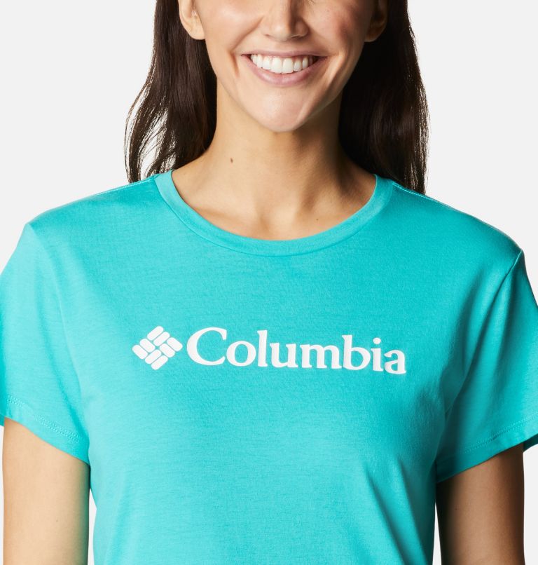 Thumbnail: Women’s Trek Casual Graphic T-Shirt, Color: Bright Aqua, CSC Branded Graphic, image 4