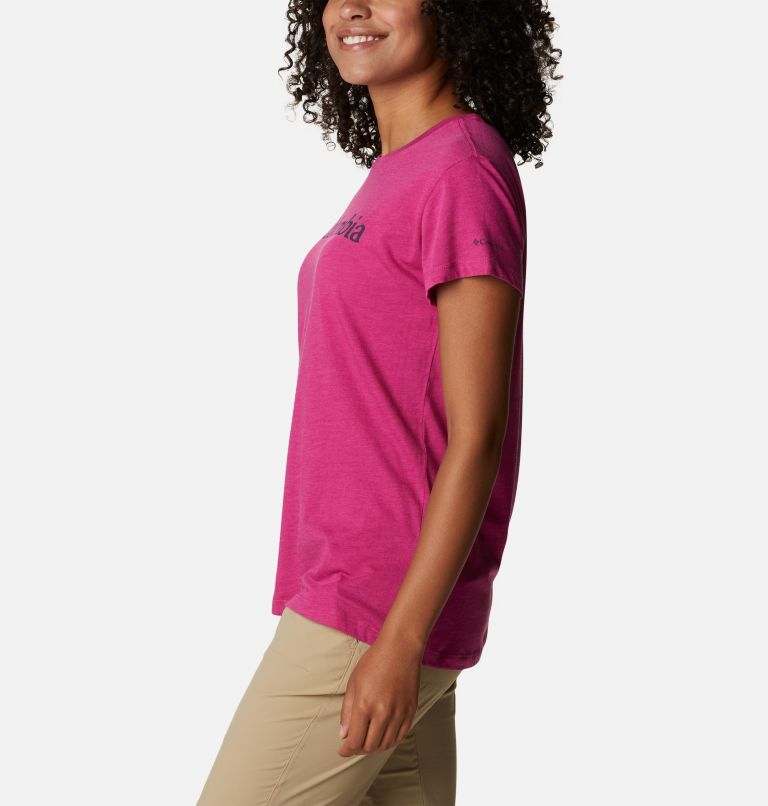Camiseta casual estampada Trek para mujer, Color: Wild Fuchsia Heather, Gem Columbia