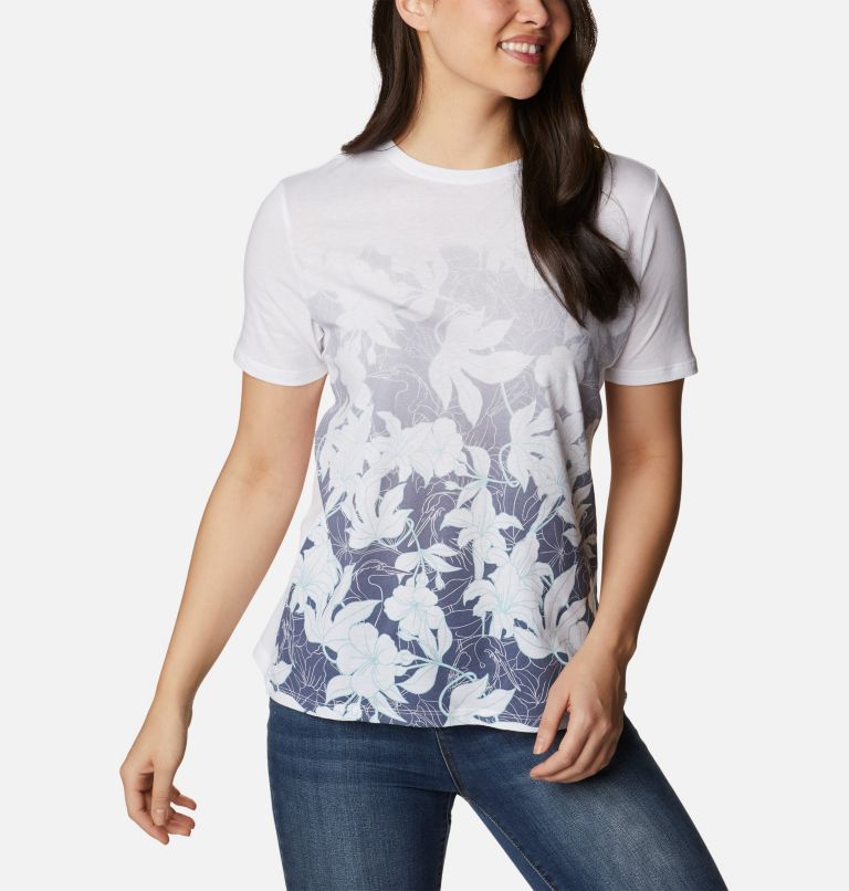 Women's Daisy Days Gradient Short Sleeve T-Shirt, Color: White, Lakeside Floral, image 5