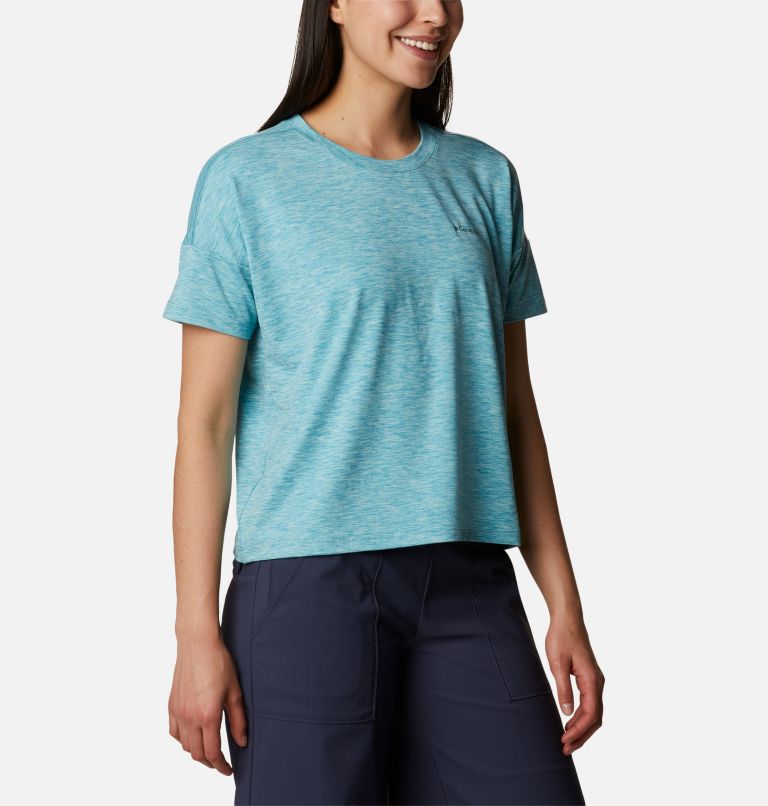 Thumbnail: Women's Weekend Adventure Short Sleeve T-Shirt, Color: Sea Wave Heather, image 5