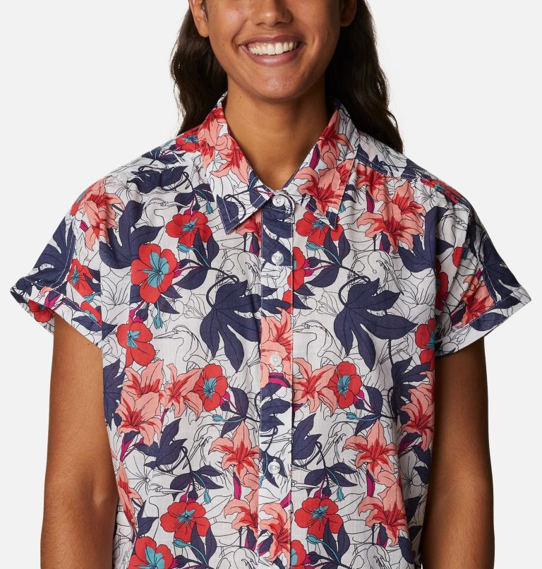 Women's Camp Henry IV Short Sleeve Shirt, Color: White Lakeshore Floral Multi, image 4