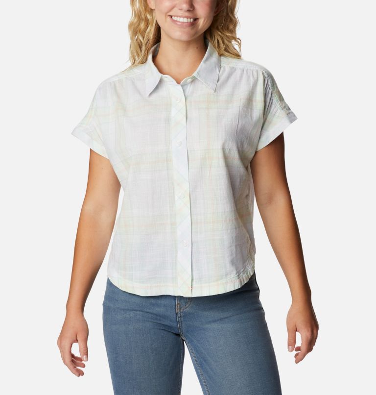 Thumbnail: Women's Camp Henry IV Short Sleeve Shirt, Color: White, Multi Plaid, image 1