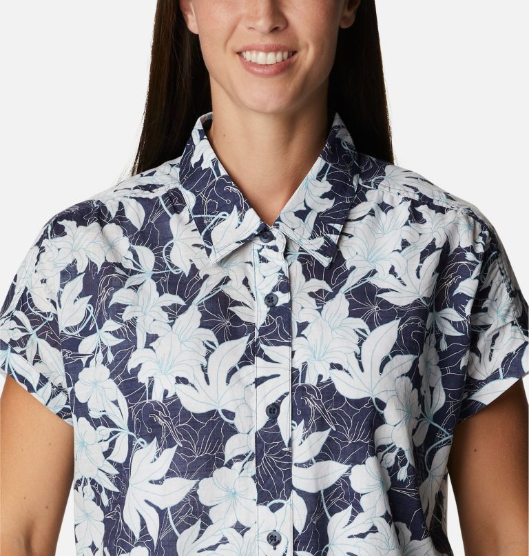 Women's Camp Henry IV Short Sleeve Shirt, Color: Nocturnal Lakeshore Floral, image 4