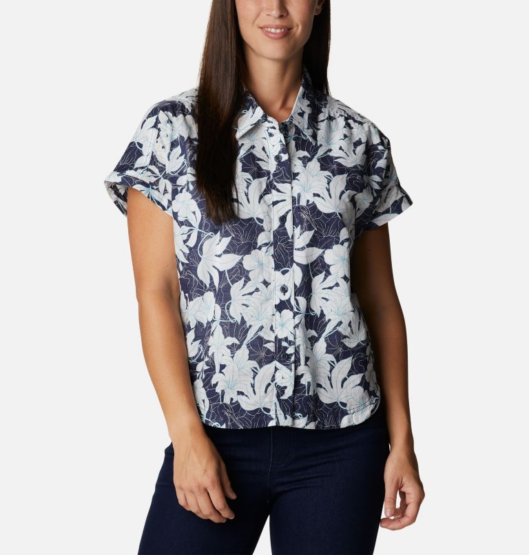 Women's Camp Henry IV Short Sleeve Shirt, Color: Nocturnal Lakeshore Floral, image 1