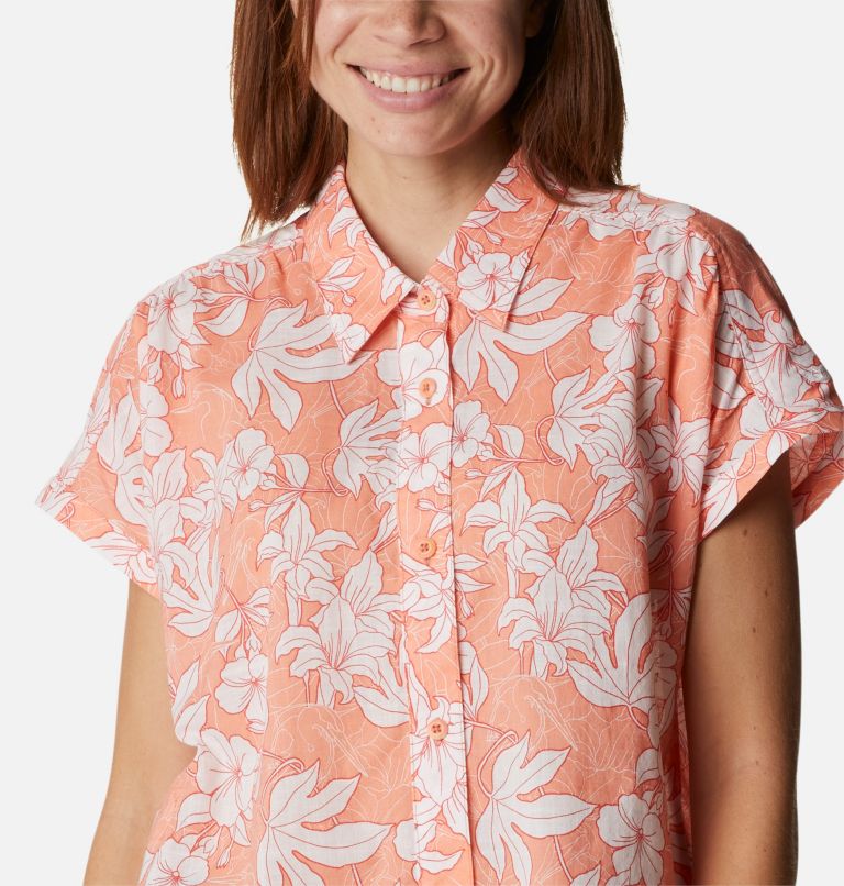 Women's Camp Henry IV Short Sleeve Shirt, Color: Coral Reef Lakeshore Floral, image 4
