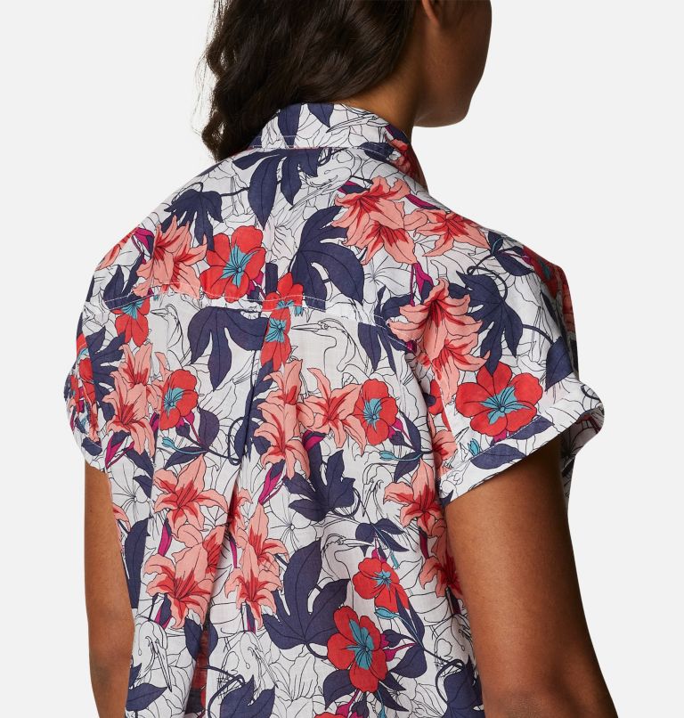 Camisa casual de manga corta Camp Henry IV para mujer, Color: White Lakeshore Floral Multi, image 6